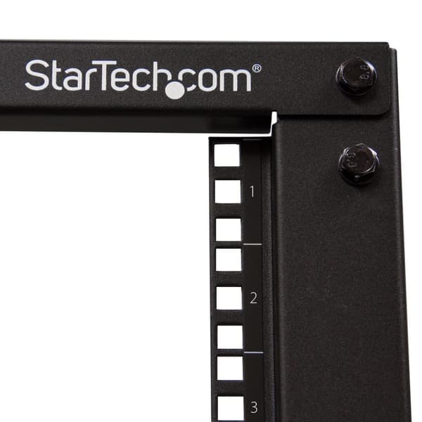 StarTech.com 12U justerbar dybde åben ramme 4 postserverstativ m - hjul, nivelleringsanordninger og kabelstyringskroge - relæstativ (4 stolper) - Sort