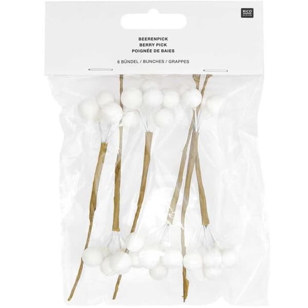 Dekoration - Dekorativa vita bär - 6 stycken - 9cm - Inomhus - Chic