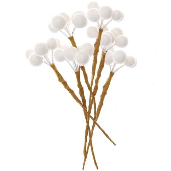 Dekoration - Dekorativa vita bär - 6 stycken - 9cm - Inomhus - Chic