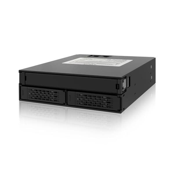 Rack avtagbar - ICY DOCK - MB994IPO-3SB - 2 diskar 2.5 SATA/SAS - 1 slimmärkt optisk enhet - Svart aluminium