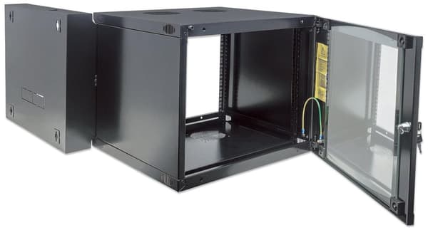 Intellinet dubbelsektion - Väggskåp - Svart, RAL 7021 - 6U - 48,3 cm (19") (713740)