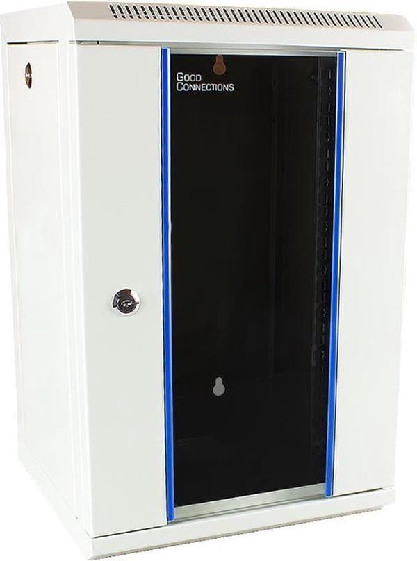 10" vägghus, 9U, ljusgrå (RAL7035), 312 x 300 mm, monterad, Good Connections® (GC-R0101)