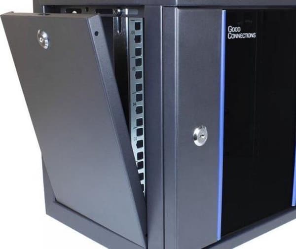 10" væghus, 6U, kulsort (RAL9005), 312 x 300 mm, færdigmonteret, Good Connections® (GC-R0102)