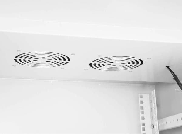 INTELLINET industriell IP55 48,30cm (19") väggfördelare med integrerade fläktar, 12 U 600 mm djup, kylaggregat med två fläktar integrerade i taket, da