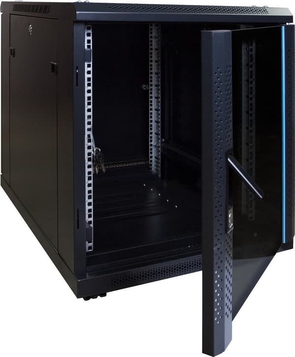 DSIT 12U miniserverskåp/serverskåp med glasdörr 600x800x720mm (BxDxH) - 19 tum