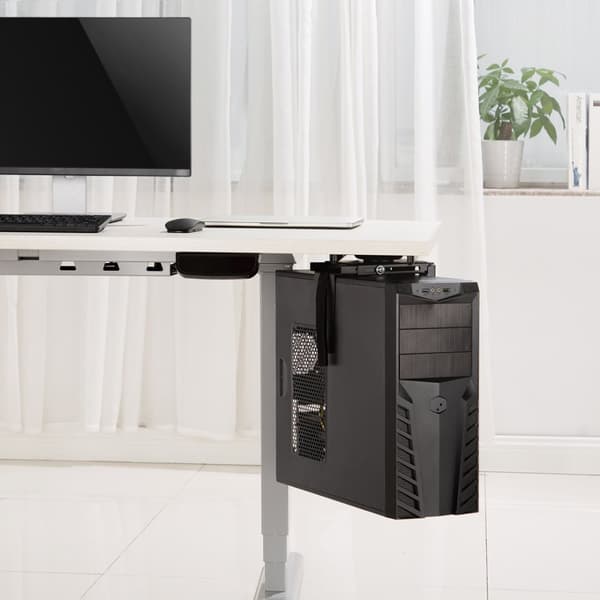 Maclean MC-885 B Datorhållare under skrivbord Svart Justerbar Max. 10 kg.