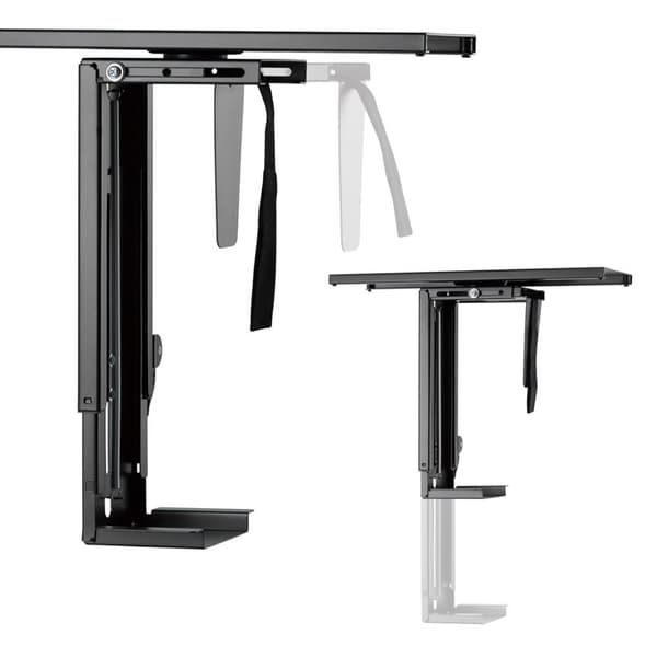 Maclean MC-885 B Datorhållare under skrivbord Svart Justerbar Max. 10 kg.