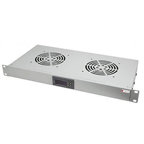 Techly Professional Gruppo 2 Ventole 1U per 19'' Rack med termostat LED Grigio