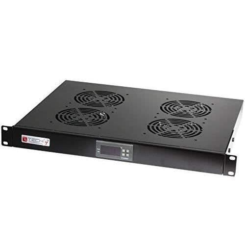 Techly Professional Gruppo 4 Ventole 1U per 19'' Rack med termostat LED Nero