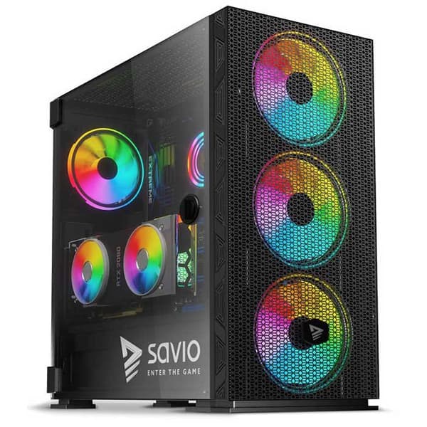 Savio Tornikotelo Raptor X1 Argb Glass Musta