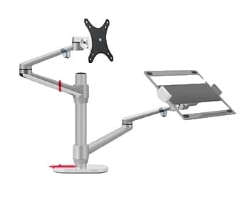 Bærbar computerstand, ergonomi, fuld bevægelsesrotation, lang stang sølv long pole silver
