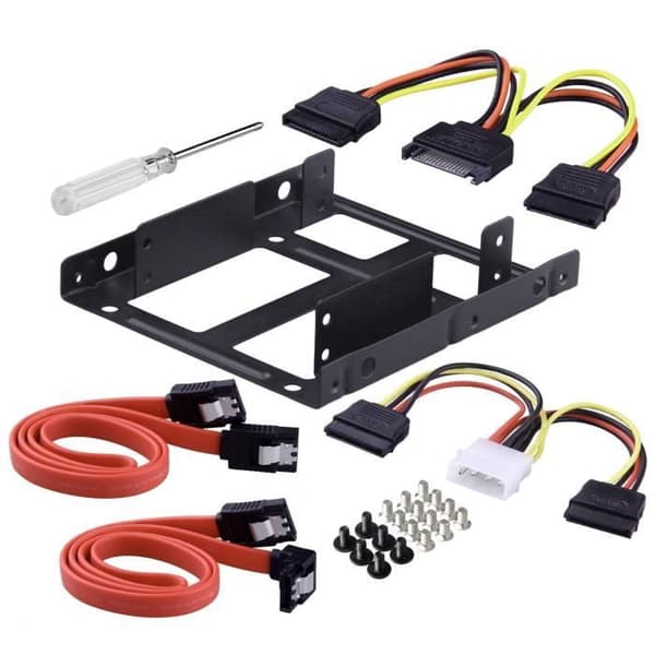 2,5 tum SSD till 3,5 tum intern hårddisk monteringssats fäste (SATA datakablar och strömkablar ingår)