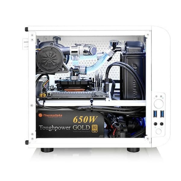 Tornchassi Mini ITX THERMALTAKE Core V1 Snow Edition Vit