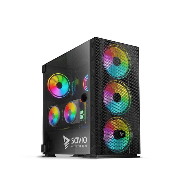ATX/mATX Semi-tårn kasse Savio SAVGC-RAPTORX1 Sort Multifarvet Sort