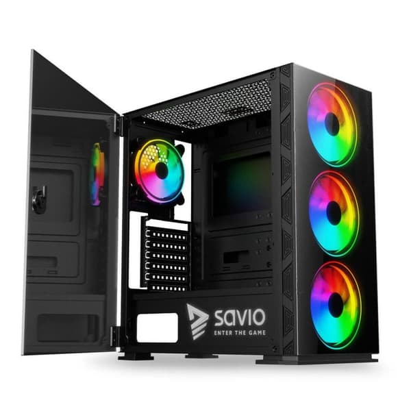 ATX Semi-tårn kasse Savio SAVGC-PRIMEX1 Sort