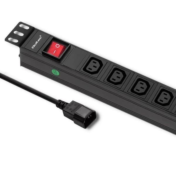 Qoltec grenuttag för RACK-skåp 19-quot , 1U , 10A , PDU , CB , 8xIEC C13 , 2m - 53998