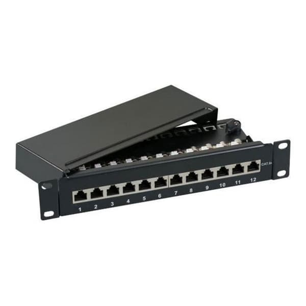 EFB-Elektronik Mini Patch Panel väggmonterbar, rackmonterbar RJ-45 X 12 grå, RAL 7035 1U 10" Grå