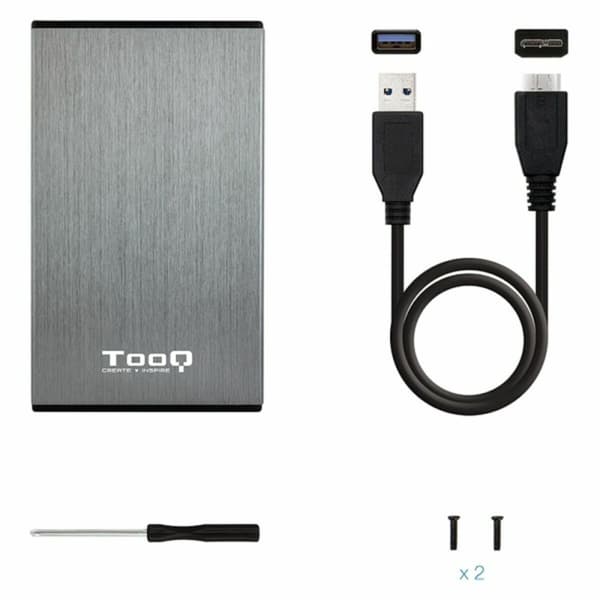 Externlåda TooQ TQE-2527G 2,5" SATA USB 3.0 Grå Svart/Grå 2,5"