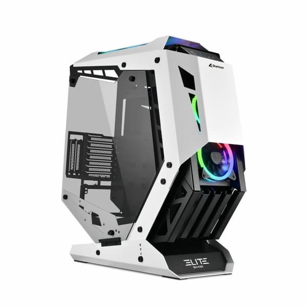 ATX Semi-tårn kasse Sharkoon ELITE SHARK CA700 LED RGB Sort/Hvid Hvid Sort, Hvid