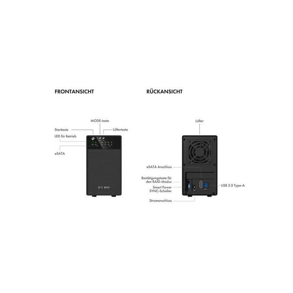 Diskfack - RaidSonic - IB-RD3620SU3 - 2 fack - SATA 3 Gb/s - Extern USB 3.0 Svart