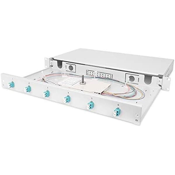 Fiberoptisk skarvbox - DIGITUS - OM3-1U - 6 kopplingar - 19 tum - Multi-Mode Simplex