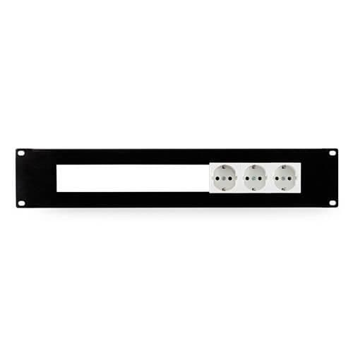 Fonestar 19" rackpanel för 2 U-formade mekanismer, för installation av 8 anslutningspaneler.