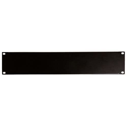 2U Fonestar 19" 19" främre blindpanel, svart finish, 483 x 89 mm, med skruvar och muttrar för montering.