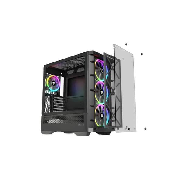 ATX semi-tornikotelo Nfortec NF-CS-DRACOX-B Musta