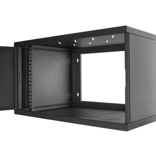 Rackskåp 19" 6U, 350MM glasdörr, svart