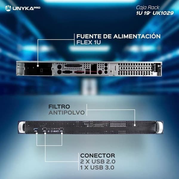 Boîte à Rack UNYKAch Mount UK1029 Format 1U 19 ATX-ITEX