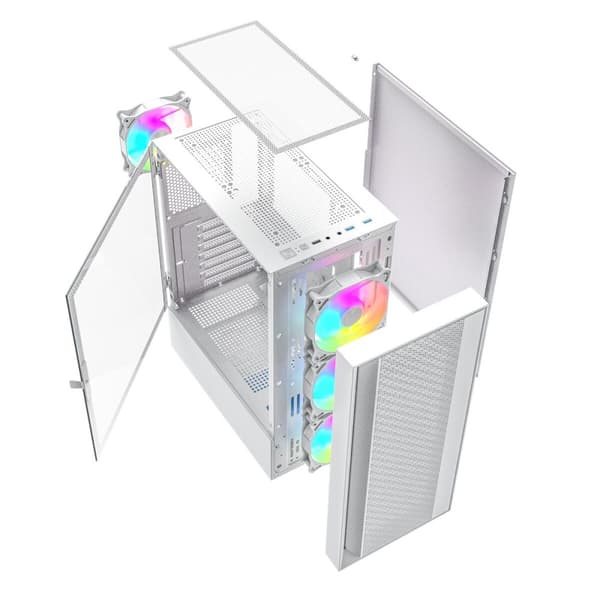 ATX semi-tornikotelo GEMBIRD Fornax 4000W ARGB Valkoinen Monivärinen