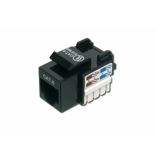 Keystone Jack Cat.6 E - DIGITUS - LSA-anslutning - Oskärmad - RJ45 - Svart