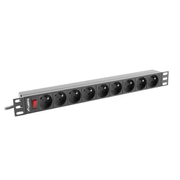 Lanberg Branded Strips Model 1U 16A Rack 19 9X Plug Black 3M - PDU-09E-0300-BK Svart