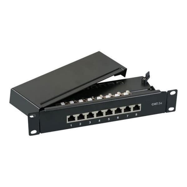 EFB-Elektronik Mini Patch Panel Väggmonterbar, Rackmonterbar RJ-45 X 8 Grå, RAL 7035 1U 10" Grå