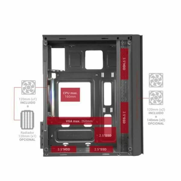 ATX Semi-tårn kasse Mars Gaming MC300 Sort LED RGB RGB mATX