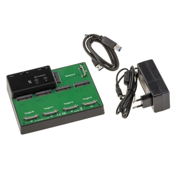 Dockningsstation. Dockning för 5 mSATA SSD USB3.0-länk med KLONNING-funktion. 5GB extern USB-strömförsörjning