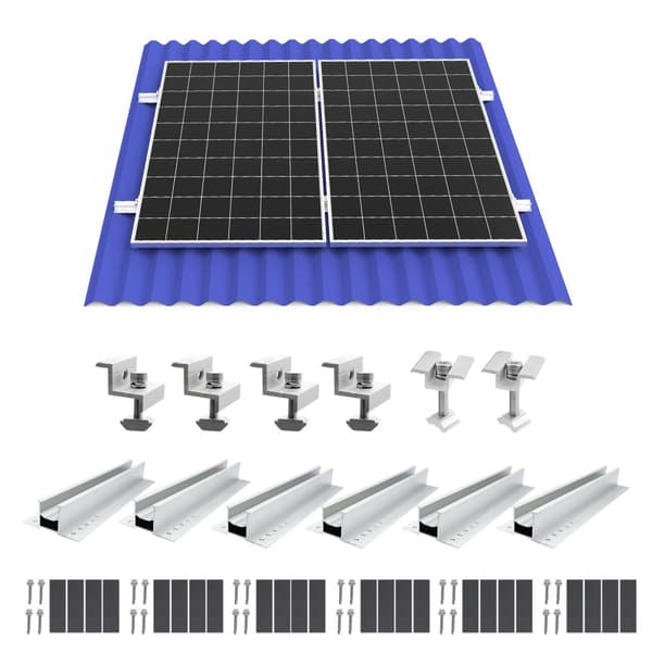 Solpanelbeslag, Aluminium Materiale, Nem Installation, Alsidigt Design,for 2stk PV paneler