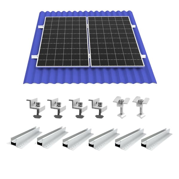 Solpanelbeslag, Aluminium Materiale, Nem Installation, Alsidigt Design,for 2stk PV paneler