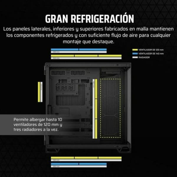 ATX Semitorn Corsair CC-9011283-WW Svart Multicolour Aluminium