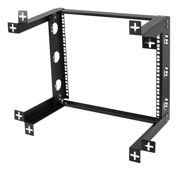 19" wall mount, 9U, 50kg load, steel, mounting kit, black