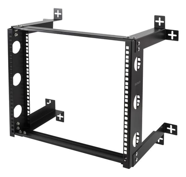 19" wall mount, 9U, 50kg load, steel, mounting kit, black