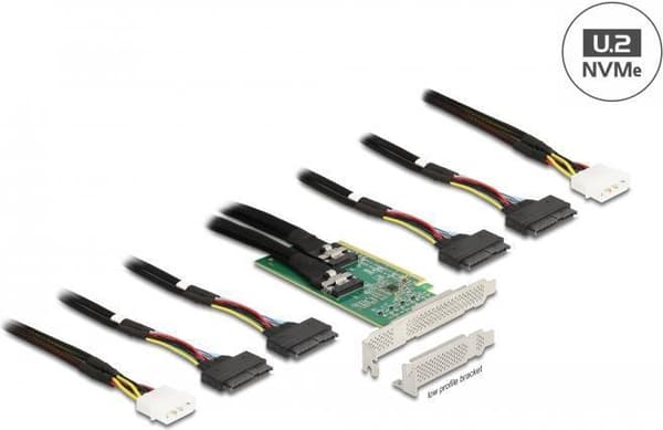 Delock - Lagercontroller - 4 sendere/kanal - U.2 NVMe - lav profil - PCIe 4.0 x16