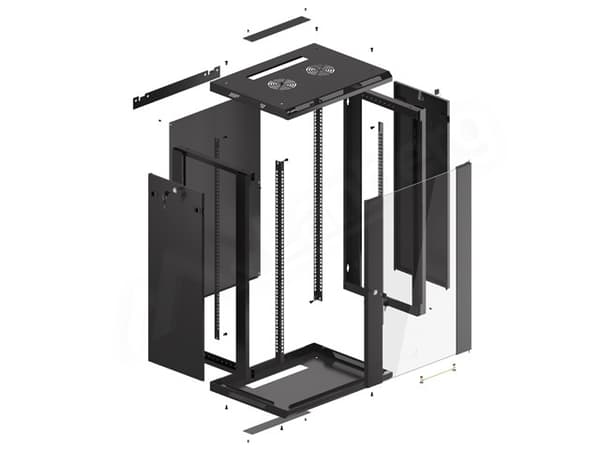 Lanberg wall-mounted installation rack cabinet 19'' 18U 600x450mm black (glass door)