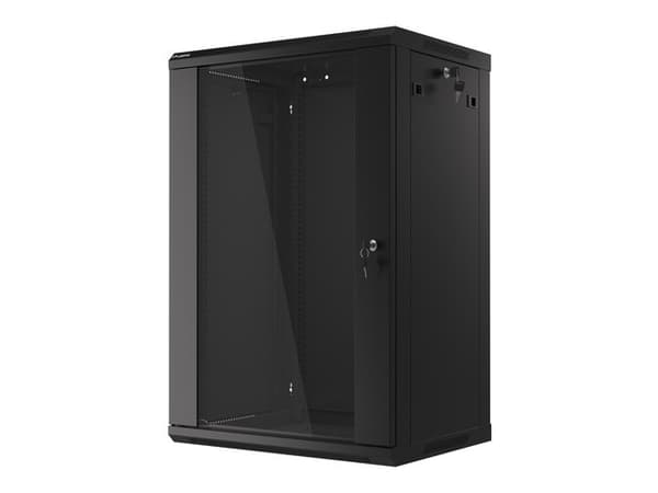 Lanberg wall-mounted installation rack cabinet 19'' 18U 600x450mm black (glass door)