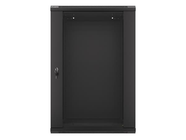 Lanberg wall-mounted installation rack cabinet 19'' 18U 600x450mm black (glass door)