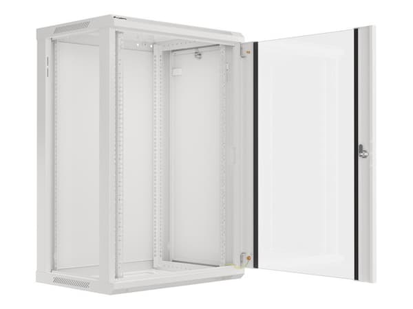 Lanberg wall-mounted installation rack cabinet 19'' 18U 600x450mm gray (glass door)