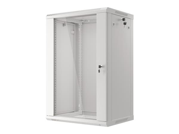 Lanberg wall-mounted installation rack cabinet 19'' 18U 600x450mm gray (glass door)