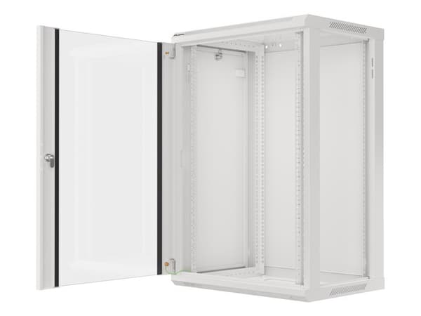 Lanberg wall-mounted installation rack cabinet 19'' 18U 600x450mm gray (glass door)