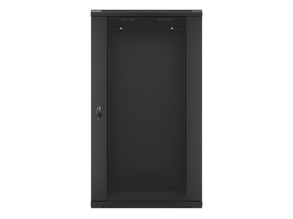 Szafa instalacyjna wisząca 19'' 22U 600X450mm czarna (drzwi      szklane)
