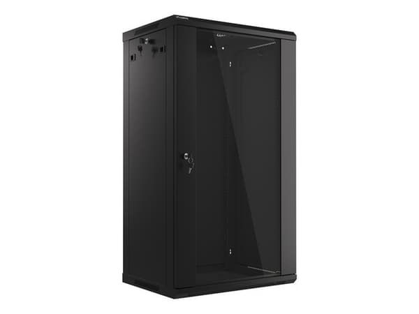 Szafa instalacyjna wisząca 19'' 22U 600X450mm czarna (drzwi      szklane)